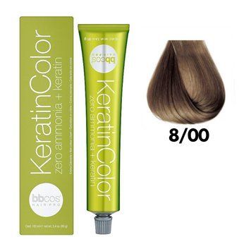 Крем-краска безаммиачная для волос BBCos Keratin Color №8.00 Intense Light Blond 100 мл 00-00023226 фото