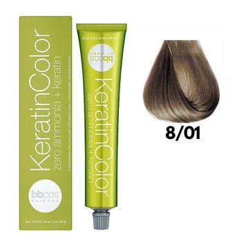 Крем-краска безаммиачная для волос BBCos Keratin Color №8.01 Light Blond 100 мл 00-00023227 фото