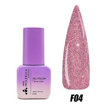 Гель-лак для ногтей Molekula Flash Effect №F04 Пудровый розовый светоотражающий 6 мл 00-00016679 фото