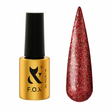 Гель-лак для ногтей FOX Moulin Rouge Brilliance №008 Ярко-красный с золотой поталью 7 мл 00-00027196 фото