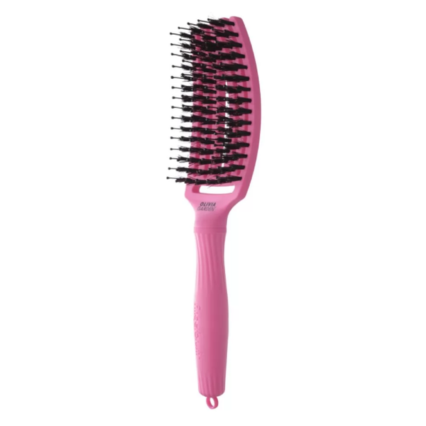 Щітка масажна для волосся Olivia Garden Finger Brush Iconic Boar&Nylon Pink Granita 00-00027337 фото