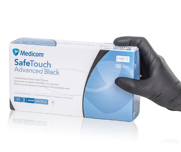 Рукавички нітрилові Medicom SafeTouch Advanced 5.0 M Чорні 100 шт 00-00020064 фото