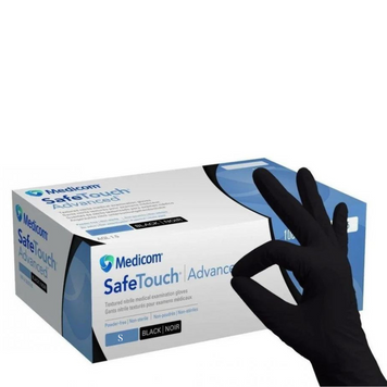 Рукавички нітрилові Medicom SafeTouch Advanced S Чорні 100 шт 00-00023777 фото